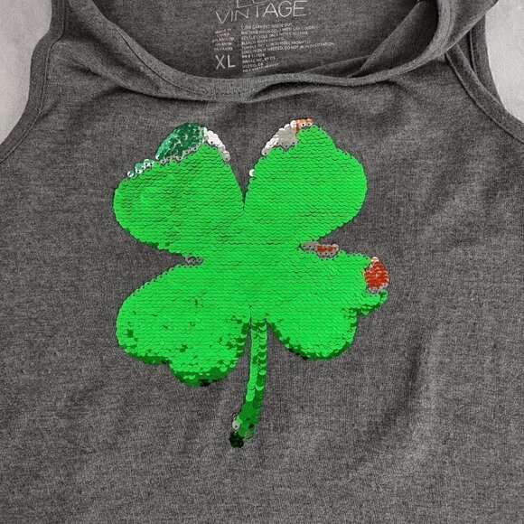 L.O.L. Vintage Clover Sequin Gray Tank Top Size XL - Picture 5 of 14